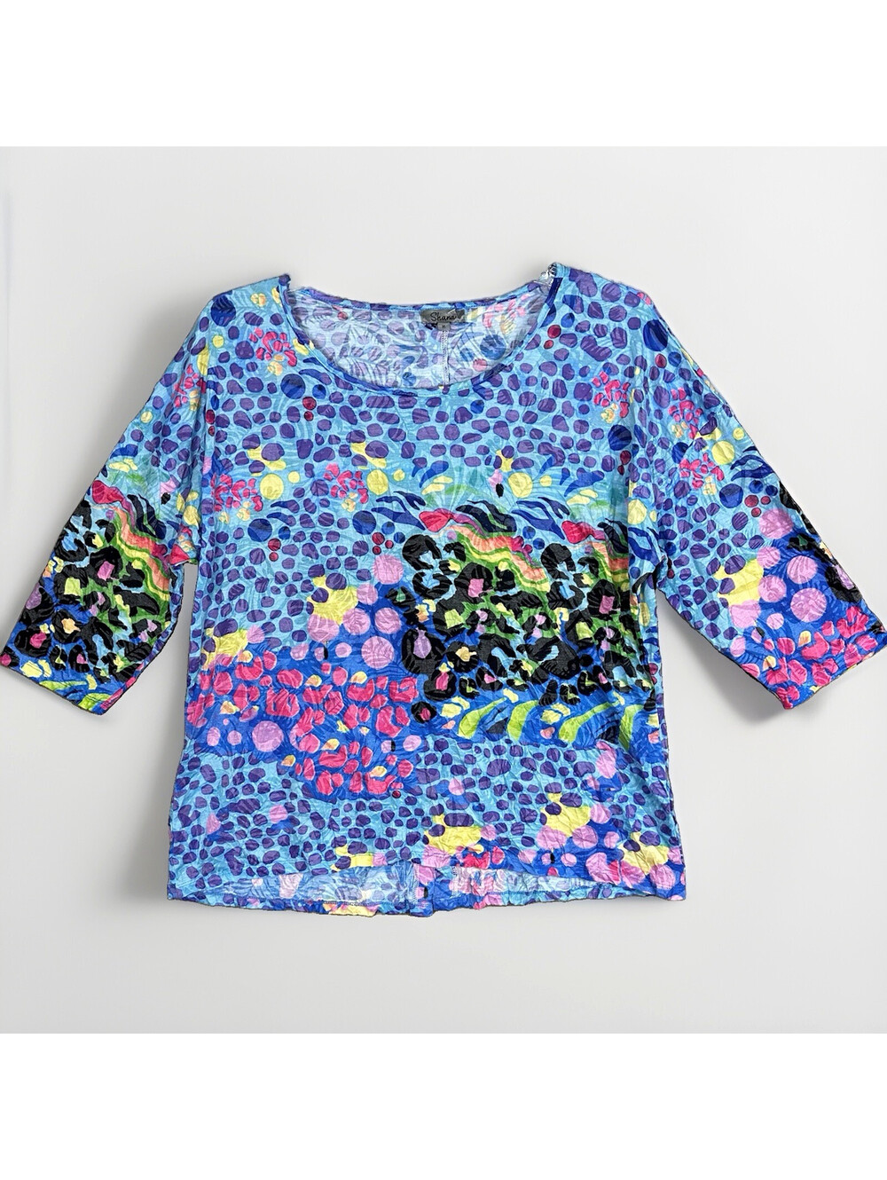 Shana Top Pullover Womens XL Abstract Print Lightweight Dopamine Colorful